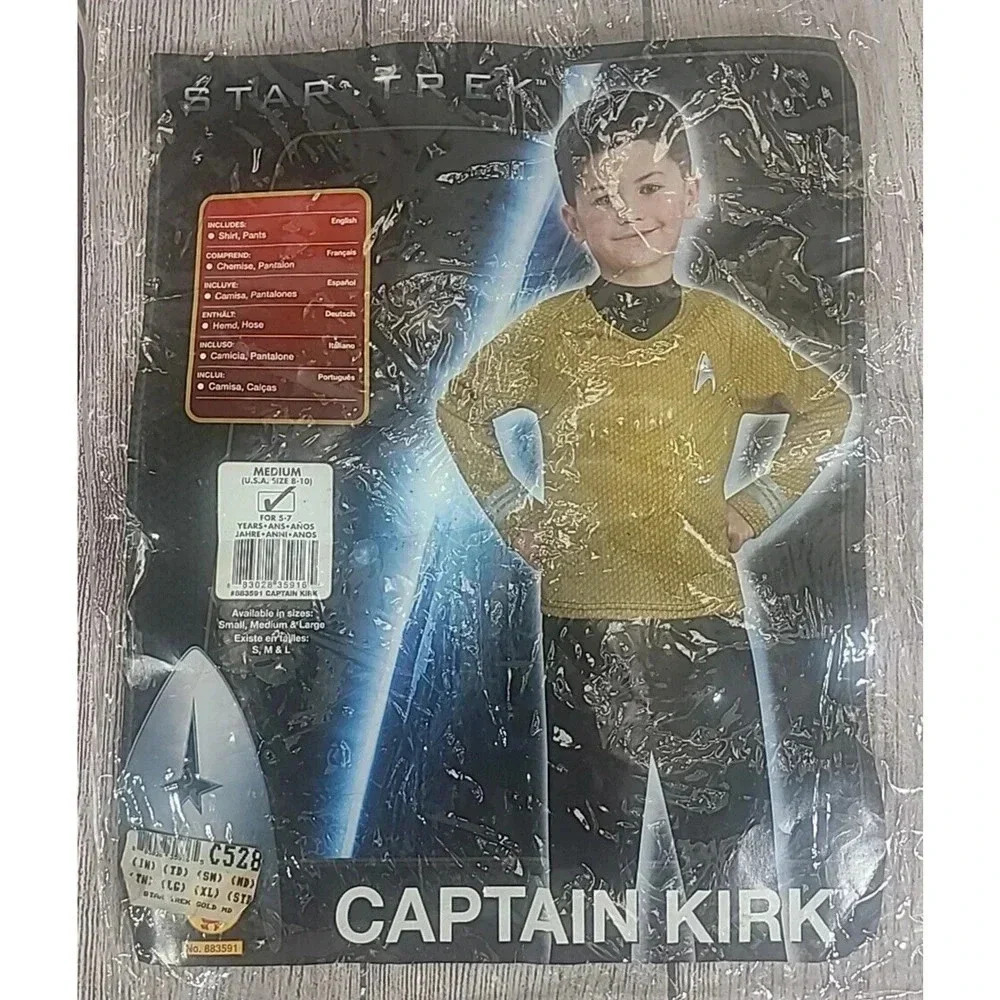 Rubies Star Trek Captain Kirk Costume Boys Medium 8-10 Yellow Black Dress-Up